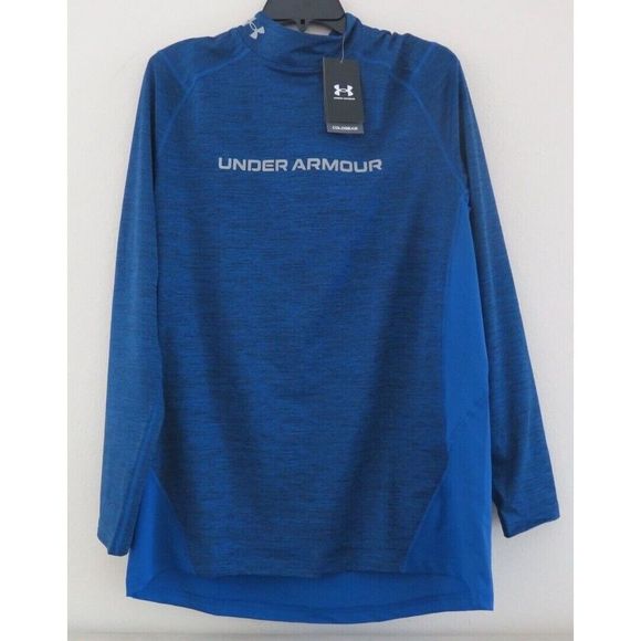 Under Armour 1366069 Men's Sz XL Tech Blue ColdGear Fitted Twist Mock Neck Shirt - Picture 1 of 2